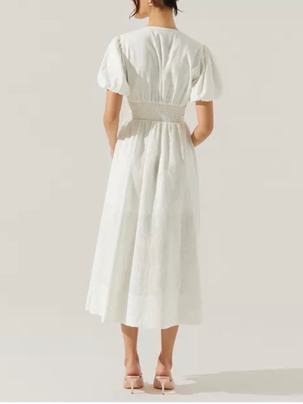ASTR THE LABEL Linen Bow Front Midi Dress NWT - Picture 5 of 6